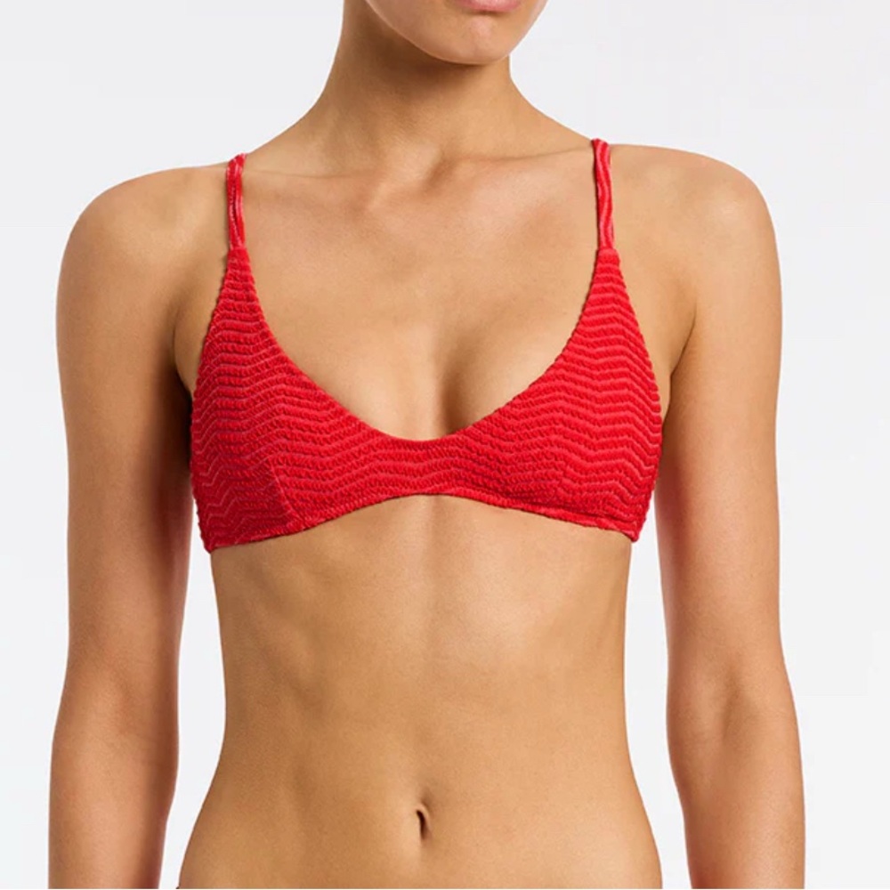 Triangl Swimwear Red Textured Bikini Top